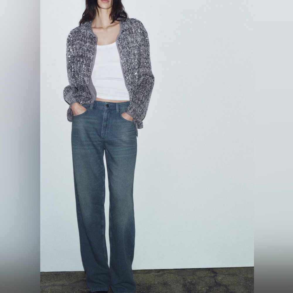 Zara ZW Limited Collection Textured Sequin Jacket - Picture 3 of 11
